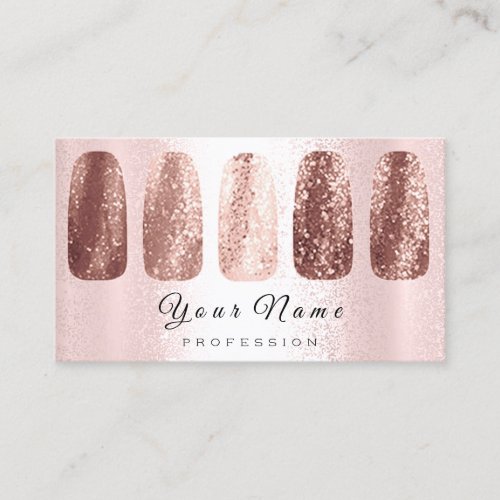 Nails Art Glitter Silver Gray Rose Glam Business Card