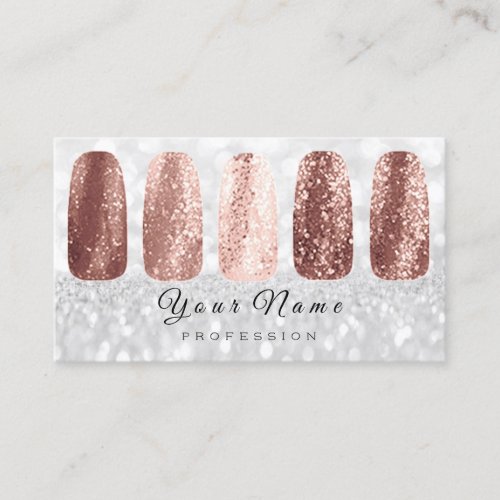 Nails Art Glitter Silver Gray Rose Gold Skinny Business Card