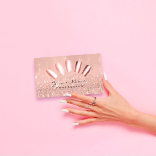 Nails Art Glitter Skinny Pastel Pink Rose Gold Business Card