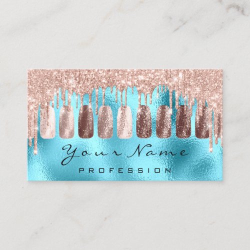 Nails Art Glitter Skinny Rose Gold  Manicure Blue Business Card