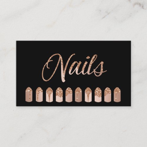 Nails Artist Dripping Rosegold Glitter Business Card