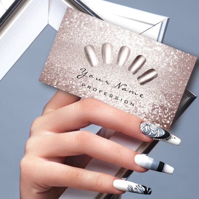 Nails Artist Glitter Gray Lux Manicure Pedicure Business Card (Creator Uploaded)