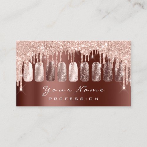 Nails Artist Glitter Rose Gold  Manicure Brown Business Card