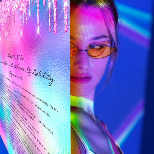 Nails Artist Liability Waiver Rose Pink Drips Flyer (Nails Artist Liability Waiver Rose Pink Drips Flyer)