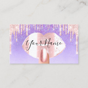 Nails Artist Makeup Pink Purple Drips Kiss Lips Business Card