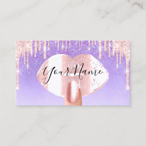 Nails Artist Makeup  Pink Purple Drips Kiss Lips Business Card