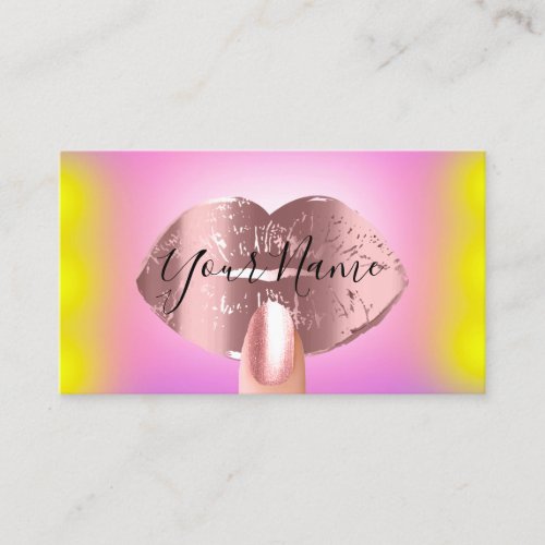 Nails Artist Makeup  Pink Rose Kiss Lips Business Card