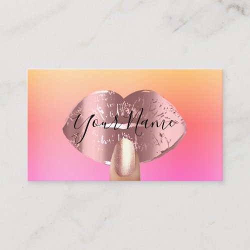 Nails Artist Makeup  Pink Skin  Kiss Lips Minimal Business Card