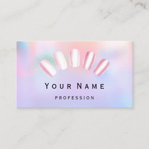 Nails Artist Manicure Pedicure Holographic Pastel Business Card