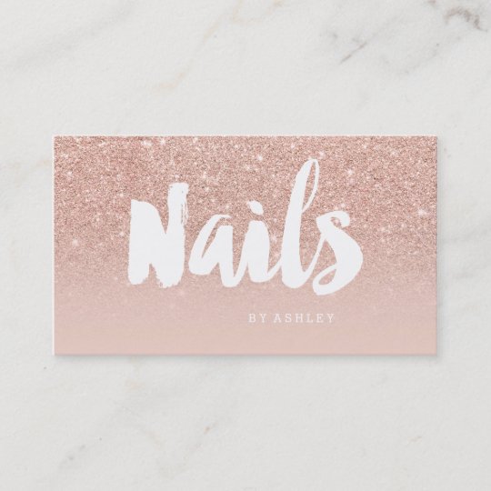Nails Artist Modern Typography Blush Rose Gold Business Card Nails Artist Modern Typography Blush Rose Gold Business Card