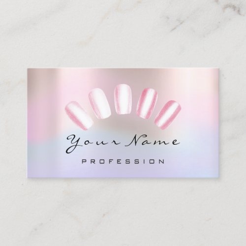Nails Artist Pink Blue Manicure Pedicure Holograph Business Card