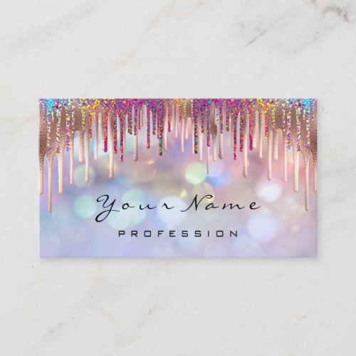 Nails Artist Pink Drips Makeup Lashes Holograph Business Card