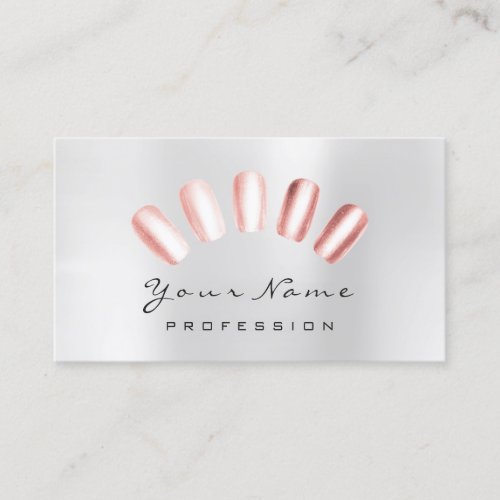 Nails Artist Pink Gray Manicure Pedicure Business Card