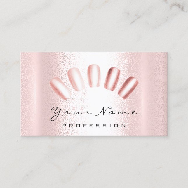 Nails Artist Pink Rose Manicure Pedicure Classy Business Card (Front)