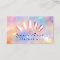 Nails Artist Pink Rose Manicure Pedicure HOLOGRAPH Business Card