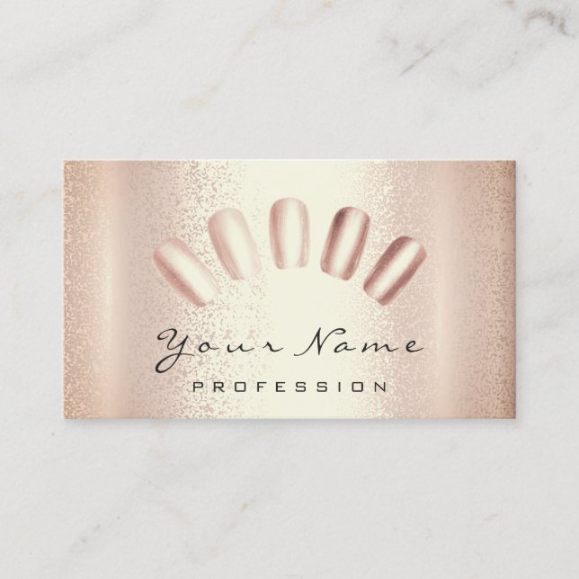 Nails Artist Pink Rose Manicure Pedicure Modern Business Card (Front)
