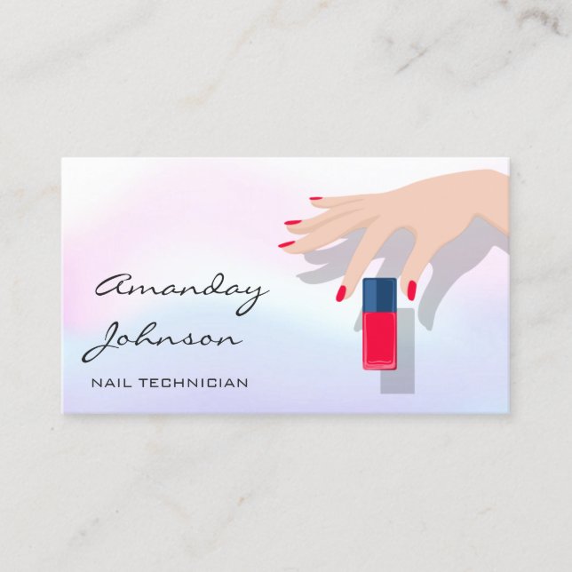Nails Artist Studio Red Manicure Pedicure Ombre Business Card (Front)