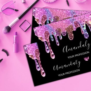 Nails Beauty Logo Drips Holograph Black Soap  Business Card by luxury_luxury at Zazzle