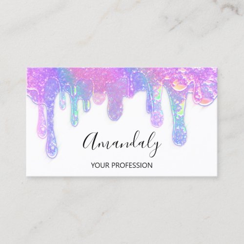 Nails Beauty Logo Drips Holograph Pink Blue Business Card