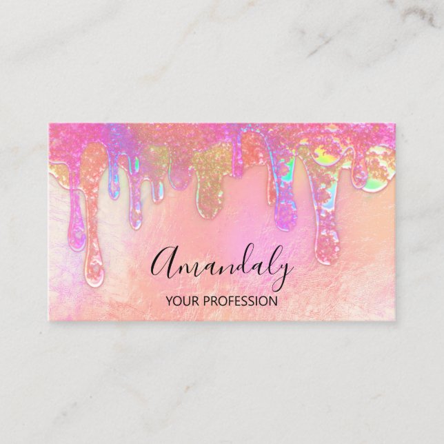 Nails Beauty Logo Soap Holograph Drip Cosmetics  Business Card (Front)