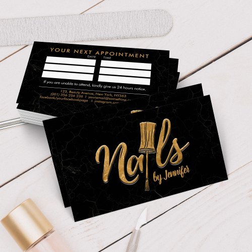 Nails by _ Original Text logo Drawing Golden Business Card