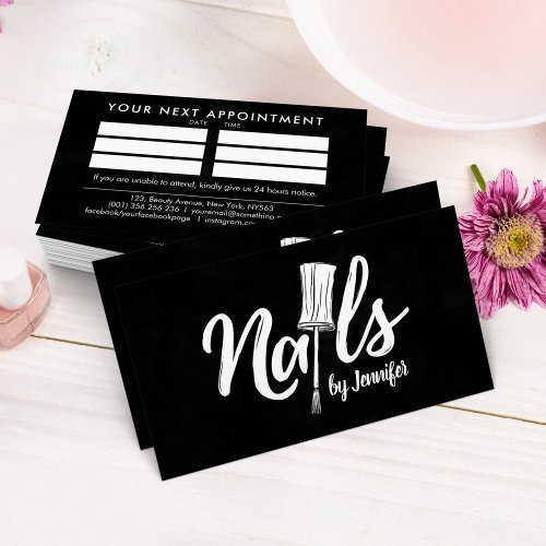 Nails by _ Original Text logo Drawing _ White Business Card
