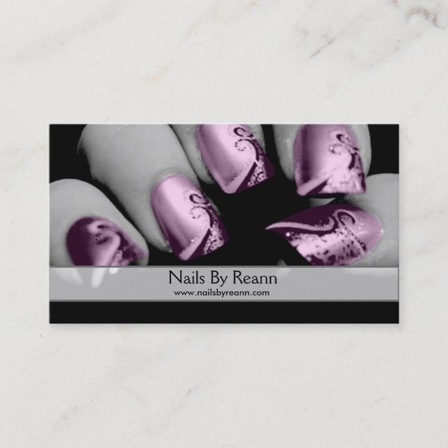 Nails By Reann (Pink Nails) Business Card (Front)