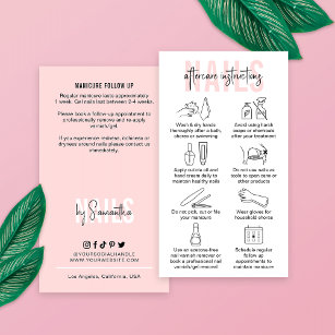Nails Care Instructions Feminine Pink Manicure Business Card