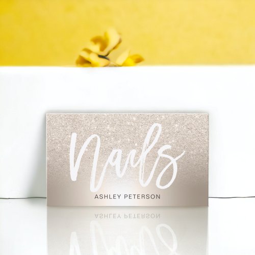 Nails chic gold glitter ombre metallic foil business card