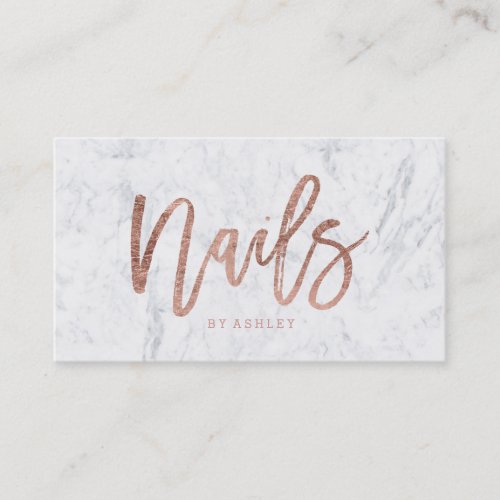 Nails elegant modern rose gold typography marble business card