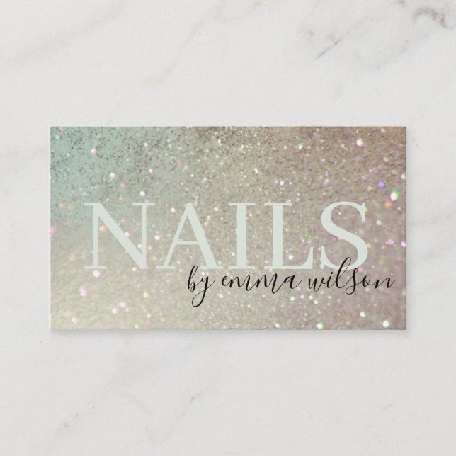Nails Glitter Green Pink Aqua Shiny Shimmer Business Card (Front)