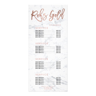 Nails logo gold typography marble price list rack card