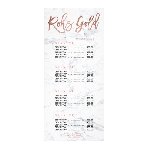 Nails logo gold typography marble price list rack card