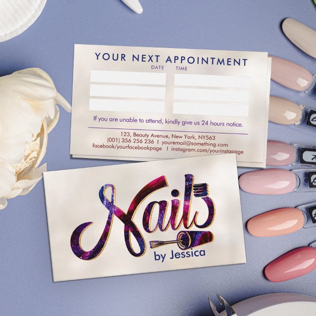 Nails Logo graphic - Colorful Glitter Nail Polish Business Card (Creator Uploaded)