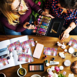 Nails  Makeup Artist Holograph Rose Purple Glitter Business Card