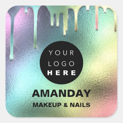 Nails Makeup Artist Holographic Logo Product Square Sticker