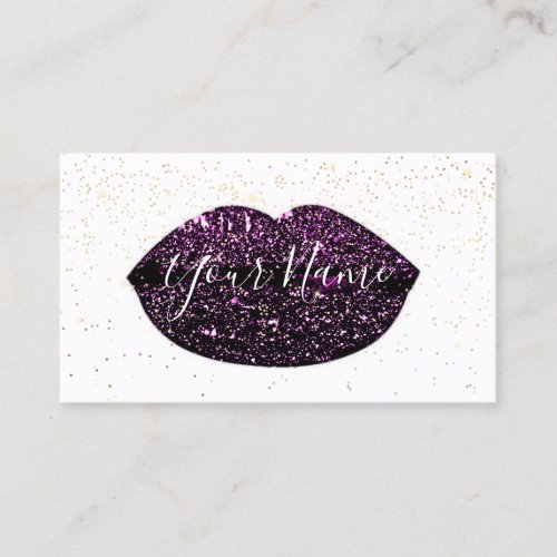 Nails Makeup Artist Kiss Lips Purple Violet Business Card