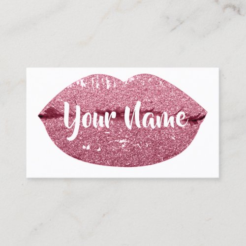 Nails Makeup Artist Kiss Lips Rose Blush Business Card