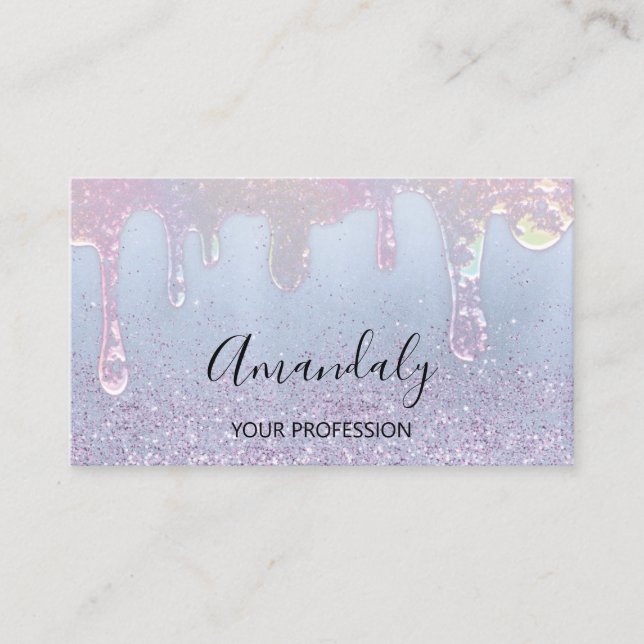 Nails Makeup Artist Lash Logo Logo Drip Blue Business Card (Front)