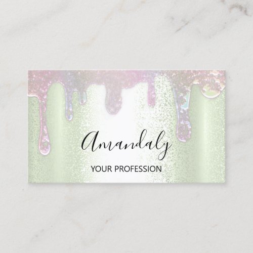 Nails Makeup Artist Lash Logo Logo Drip Mint Business Card