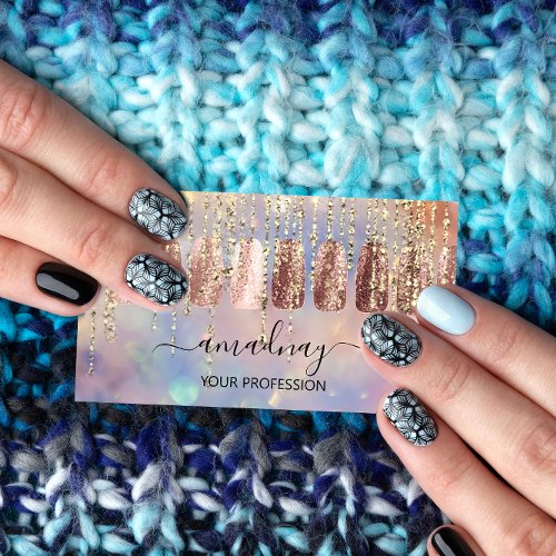 Nails Makeup Artist Lash Rose Manicure Drips Business Card