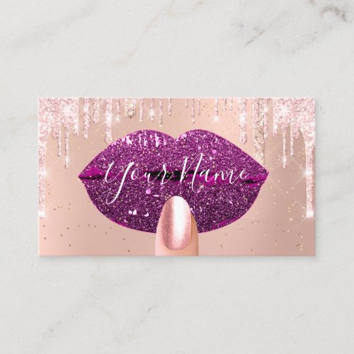 Nails Makeup Artist Pink Drip Kiss Lip Berry Blush Business Card