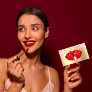 Nails Makeup Artist Pink Drips Kiss Lips Red VIP Business Card