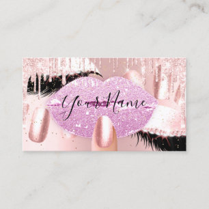Nails Makeup Artist Pink Kiss Lip Lash QRCODE Logo Business Card