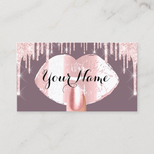 Nails Makeup Artist Rose Drips Blush Pink Kiss Business Card