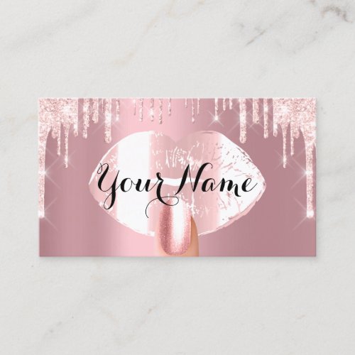 Nails Makeup Artist Rose Drips Kiss Lip Blush Pink Business Card