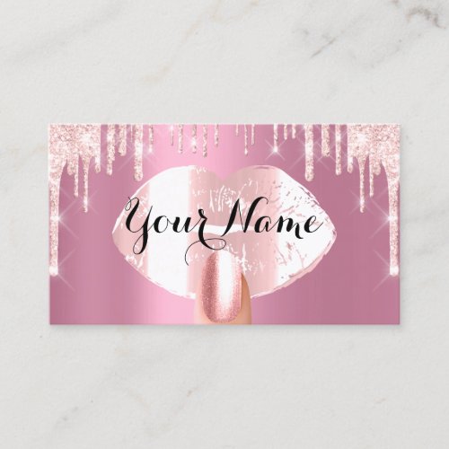 Nails Makeup Artist Rose Drips Kiss Lip Blush Pink Business Card