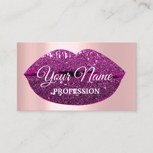 Nails Makeup Artist Rose Drips Kiss Lips Berry Business Card