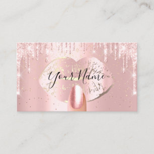 Nails Makeup Artist Rose Drips Kiss Lips Gold Lux Business Card