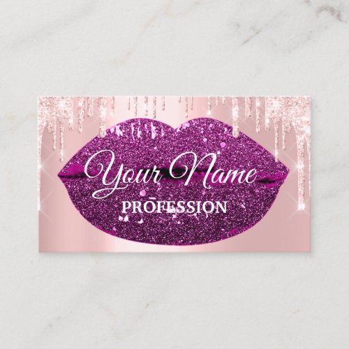 Nails Makeup Artist Rose Drips Kiss Lips Purple Business Card